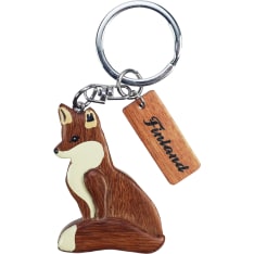 Happy Traveler Fox Wooden Keychain