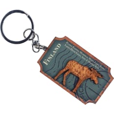 Happy Traveler Moose Stamp Wooden Keychain