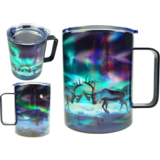 Happy Traveler Fighting Reindeers 380ml thermos mug