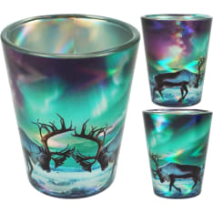 Happy Traveler Fighting Reindeer 60ml shot glass