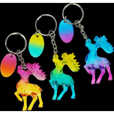 Reindeer Keychain Glossy Rainbow 12 pcs assortment