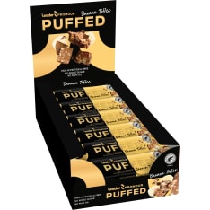 Leader Promour Puffed Banana-Toffee 24x40 g riisisuklaaproteiinipatukka