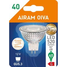 Airam Oiva GU5,3 MR16 12V 6,2W 3000K 520lm Led kohdelamppu
