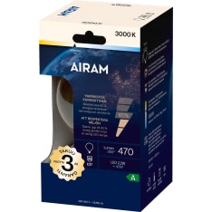 Airam A Globe-125 E27 2.2W 3000K 470lm clear Led lamp