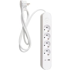 Airam Trend 4-Os+2USB 1,4m valkoinen jatkojohto