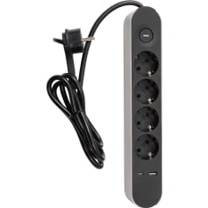 Airam Trend 4-Os+2USB 1,4m musta jatjojohto