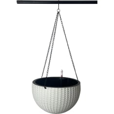 Green Land Rattan white self-watering pot