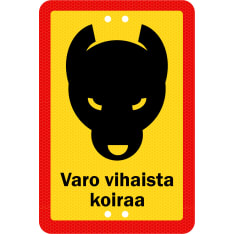 Sekure 2mm 20x30cm alumiinikyltti "Varo vihaista koiraa"