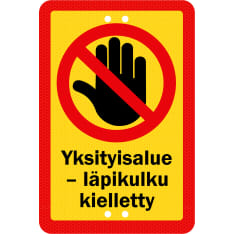 Sekure 2mm 20x30cm aluminum sign "Private area - no passing through"