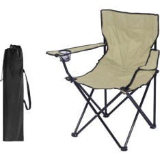 Green Land Khaki Camping Chair with Drink Holder