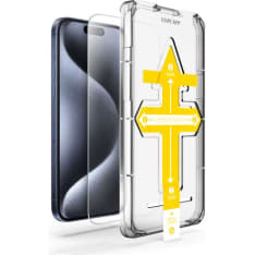 Le-On Crystal Clear iPhone 14 Plus / 13 Pro Max panssarilasi asennuskehikolla