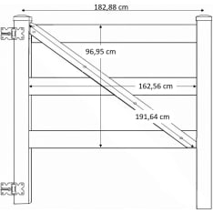 Ranch 183-213 cm tolppien hevosaitauksen yksilehtinen portti