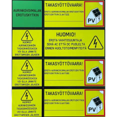Energiavahti aurinkosähköjärjestelmän merkintätarrat