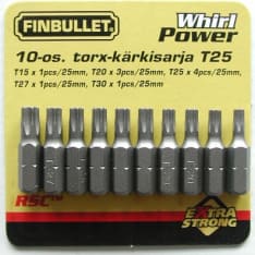 Finbullet S2 25 mm 10-osainen torx kärkisarja