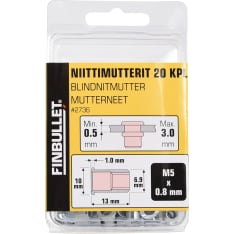 Finbullet M5 x 13mm 20kpl niittimutteri