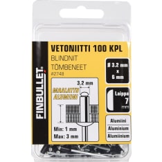 Finbullet musta alumiini 3.2x6 mm vetoniitti 100kpl