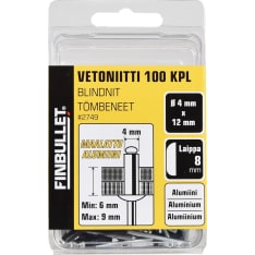 Finbullet musta alum 4.0x12 mm vetoniitti 100kpl