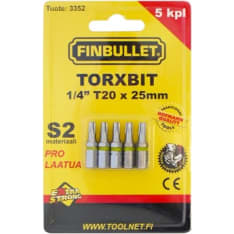 Finbullet 25mm 3-osainen T20 torxbit sarja