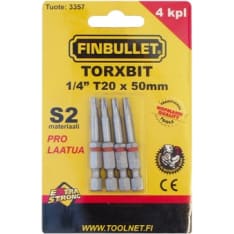 Finbullet 50mm 4-osainen T20 torxbit sarja