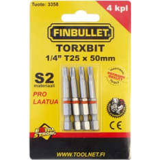 Finbullet 50mm 4-osainen T25 torxbit sarja