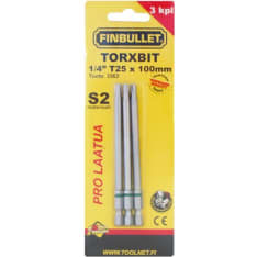 Finbullet 100mm 3-osainen T25 torxbit sarja