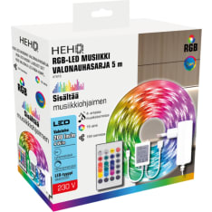 HEHQ 5m 22W RGB music led nauha kaukosäätimellä