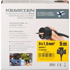 Kempten IP44 3-os 5m jatkojohto