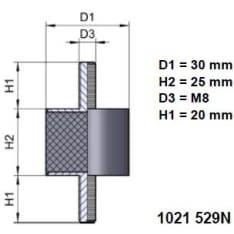 KK 529N Ø30/25 x M8/2 CR 45 °Sh 2 pcs cylindrical insulator