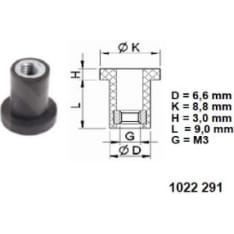KK T-Flex TF-1 Ø7.2/9.0 x 9.0mm x M3 4pcs flexible fastener