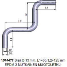 KK EPDM 13mm 3-bend shaped hose