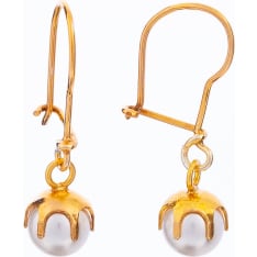 Silver Bar Pearl Crown 6 mm silver earrings