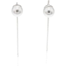 Silver Bar Big pearl on chain silver earrings
