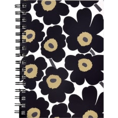 Marimekko Unikko musta A5 kierremuistikirja