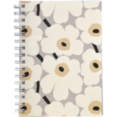 Marimekko Unikko harmaamusta A5 kierremuistikirja