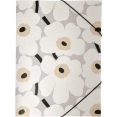 Marimekko Unikko harmaamusta kulmalukkokansio