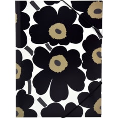 Marimekko Unikko musta kulmalukkokansio