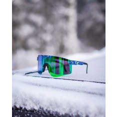 AMOQ Comet blue splash green mirror sunglasses