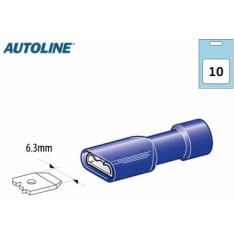 Autoline 6.3mm 10pcs blue female insulated flat connector
