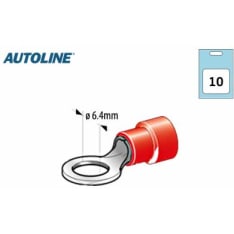 Autoline M6 6,4mm 10kpl punainen rengasliitin