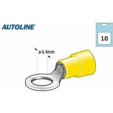 Autoline M6 6,4mm 10kpl keltainen rengasliitin