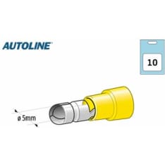 Autoline 5mm 10kpl keltainen uros pyöröliitin