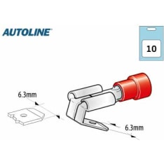 Autoline 6,3mm 10kpl punainen naarasliitin uroshaaroituksella