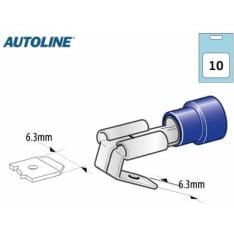 Autoline 6,3mm 10kpl sininen naarasliitin uroshaaroituksella