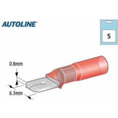 Autoline 6,3mm 5kpl punainen uros kutistelattaliitin