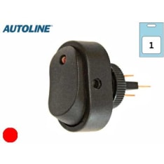 Autoline 12V 12mm On-Off punainen LED keinukytkin