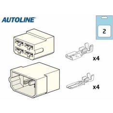 Autoline 4-napainen 6,3mm uros ja naaras liitinrasiasarja