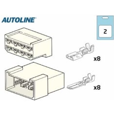 Autoline 8-napainen 6,3mm uros ja naaras liitinrasiasarja