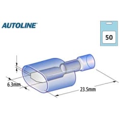 Autoline 6,3mm 50kpl sininen uros eristetty lattaliitin