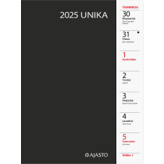 Ajasto Unika musta 2025 kalenteri