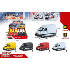 City metallinen pakettiauto valo- ja äänitehosteilla